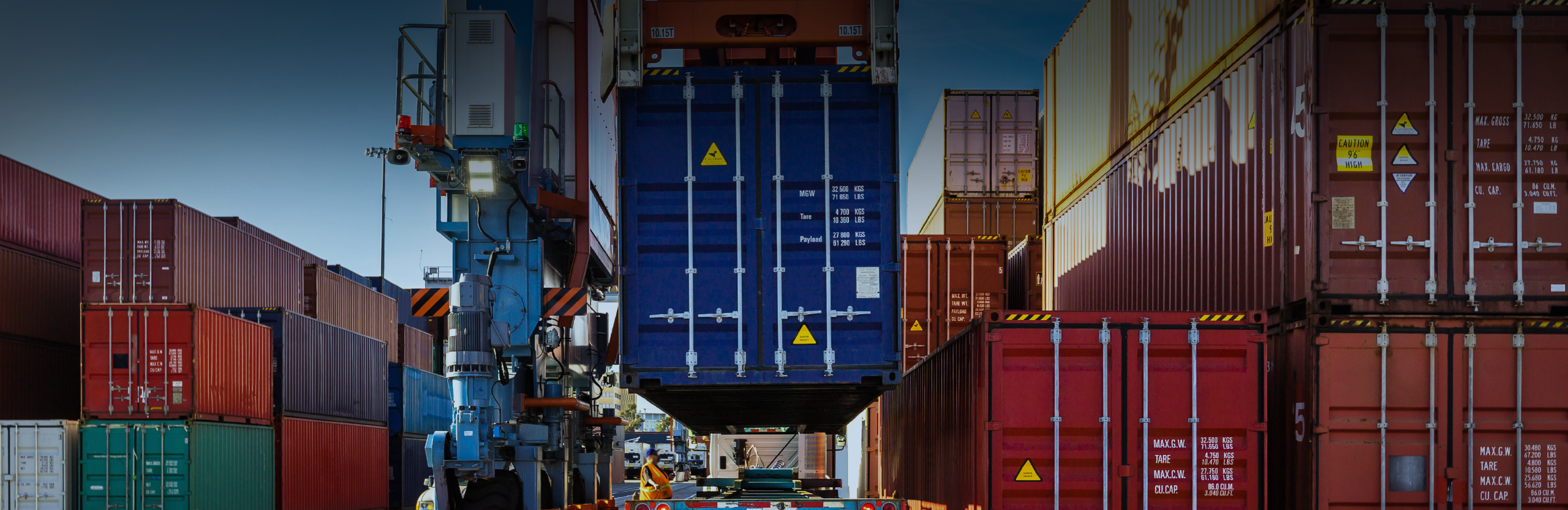 Container being lifted in North American container yard